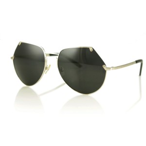 Женские сонцезащитные очки 8682 металлик с чёрной линзой 