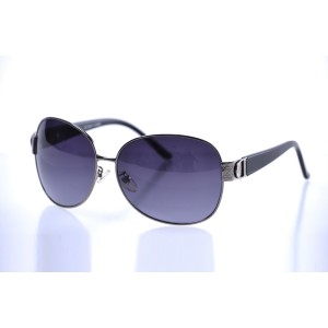 Christian Dior сонцезащитные очки 10018 серебряные с чёрной линзой 