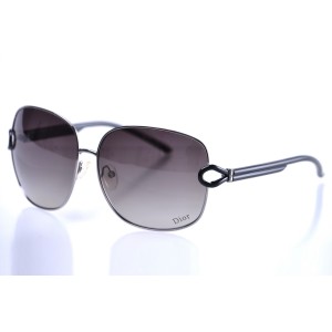 Christian Dior сонцезащитные очки 10019 серебряные с коричневой линзой 