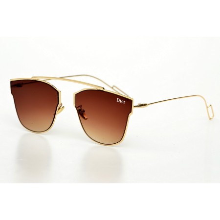 Женские сонцезащитные очки 9194 золотые с коричневой линзой 