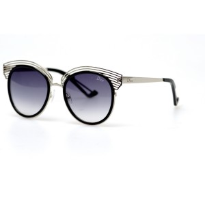 Christian Dior сонцезащитные очки 11220 серебряные с чёрной линзой 