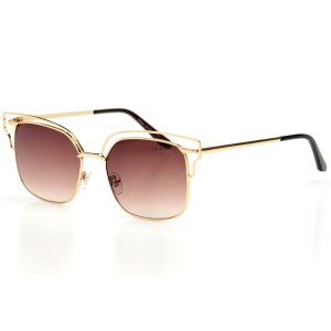 Женские сонцезащитные очки 9197 золотые с коричневой линзой 