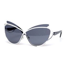 Christian Dior сонцезащитные очки 11436 белые с чёрной линзой 