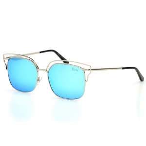 Женские сонцезащитные очки 9202 металлик с синей линзой 