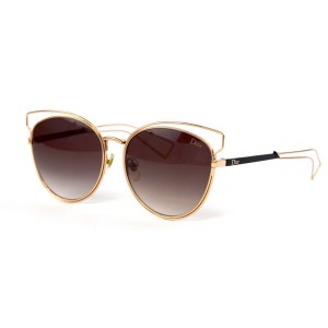 Christian Dior сонцезащитные очки 11713 золотые с коричневой линзой 