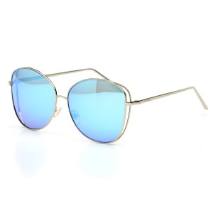 Жіночі сонцезахисні окуляри 9204 металік з синьою лінзою 