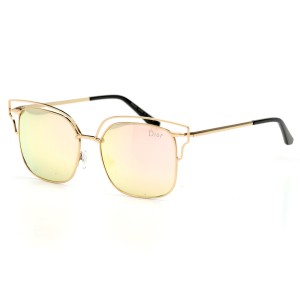 Женские сонцезащитные очки 9211 золотые с розовой линзой 
