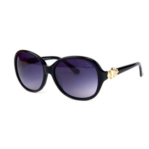 Christian Dior сонцезахисні окуляри 12376 чорні з бузковою лінзою 
