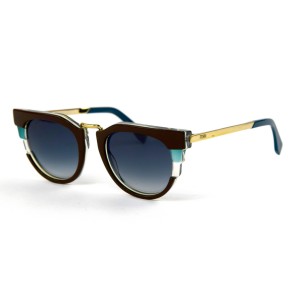 Fendi сонцезахисні окуляри 11828 коричневі з блакитною лінзою 
