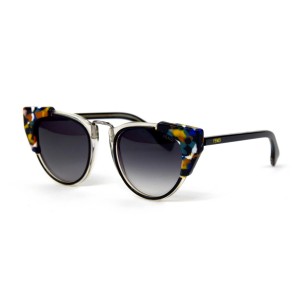 Fendi сонцезащитные очки 12046 чёрные с чёрной линзой 