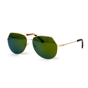 Fendi сонцезащитные очки 12049 золотые с зелёной линзой 