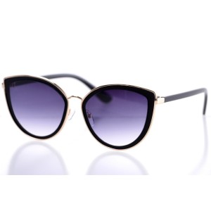 Жіночі сонцезахисні окуляри 10077 чорні з фіолетовою лінзою 
