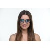 Женские сонцезащитные очки 10078 чёрные с голубой линзой 