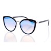 Жіночі сонцезахисні окуляри 10078 чорні з блакитною лінзою 