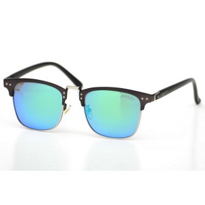 Gucci сонцезащитные очки 9688 чёрные с зелёной линзой 