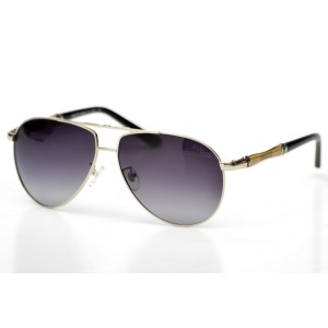 Gucci сонцезащитные очки 9695 металлик с чёрной линзой 