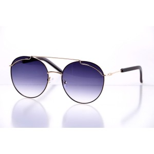 Женские сонцезащитные очки 10082 чёрные с фиолетовой линзой 