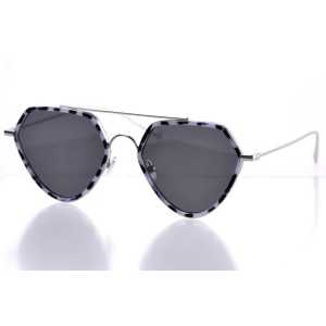 Женские сонцезащитные очки 10083 хаки с чёрной линзой 