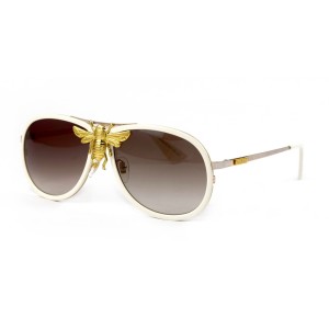 Gucci сонцезащитные очки 11754 белые с коричневой линзой 