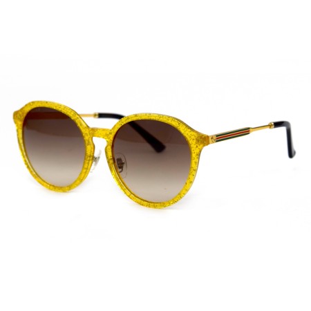 Gucci сонцезахисні окуляри 11756 золоті з коричневою лінзою 