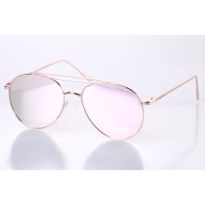Жіночі сонцезахисні окуляри 10088 золоті з рожевою лінзою 