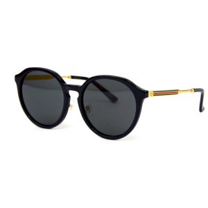 Gucci сонцезащитные очки 12333 чёрные с чёрной линзой 