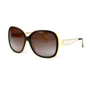 Gucci сонцезахисні окуляри 12336 бежеві з коричневою лінзою 