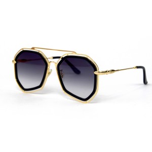 Gucci сонцезахисні окуляри 12341 золоті з чорною лінзою 