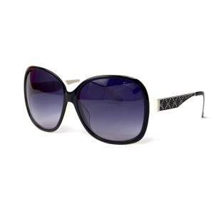 Gucci сонцезащитные очки 12344 чёрные с сиреневой линзой 