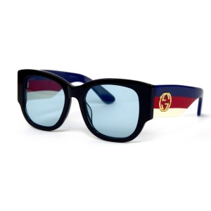 Gucci сонцезащитные очки 12391 чёрные с голубой линзой 