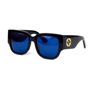 Gucci сонцезащитные очки 12403 чёрные с синей линзой 