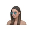 Жіночі сонцезахисні окуляри 10106 срібні з бірюзовою лінзою 