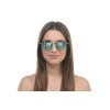 Жіночі сонцезахисні окуляри 10106 срібні з бірюзовою лінзою 