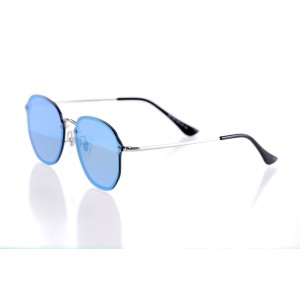 Женские сонцезащитные очки 10106 серебряные с бирюзовой линзой 