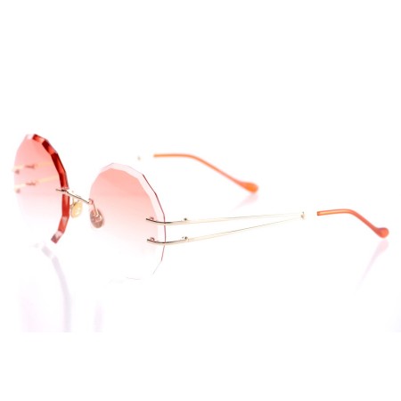 Женские сонцезащитные очки 10118 золотые с оранжевой линзой 