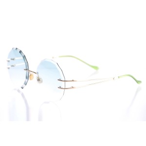 Имиджевые сонцезащитные очки 10119 золотые с зелёной линзой 