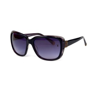 Louis Vuitton сонцезащитные очки 12293 чёрные с сиреневой линзой 