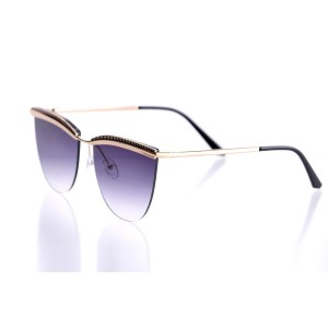 Женские сонцезащитные очки 10123 золотые с фиолетовой линзой 