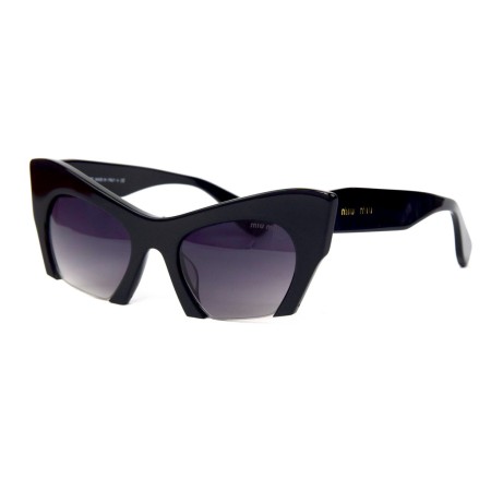 Miu Miu сонцезахисні окуляри 12102 чорні з чорною лінзою 