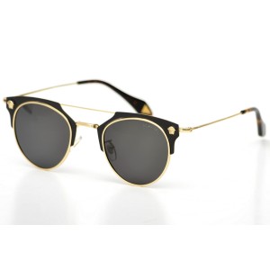Versace сонцезащитные очки 9618 золотые с чёрной линзой 