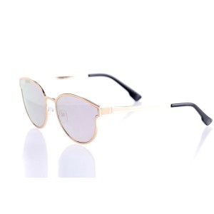Жіночі сонцезахисні окуляри 10147 золоті з рожевою лінзою 