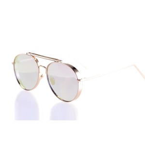 Жіночі сонцезахисні окуляри 10148 золоті з рожевою лінзою 