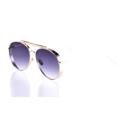 Женские сонцезащитные очки 10149 золотые с фиолетовой линзой 