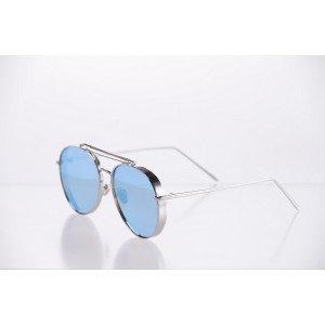 Женские сонцезащитные очки 10150 серебряные с голубой линзой 