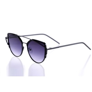 Жіночі сонцезахисні окуляри 10154 чорні з фіолетовою лінзою 