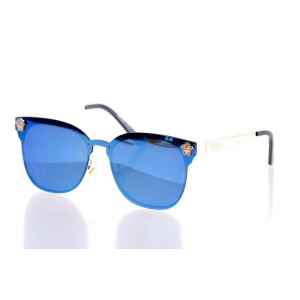 Жіночі сонцезахисні окуляри 10160 золоті з блакитною лінзою 