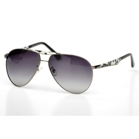 Cartier сонцезащитные очки 9505 металлик с чёрной линзой 