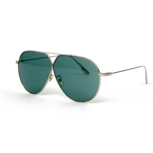 Christian Dior сонцезахисні окуляри 12074 срібні з зеленою лінзою 