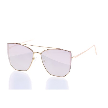 Женские сонцезащитные очки 10169 золотые с розовой линзой 