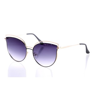 Жіночі сонцезахисні окуляри 10171 золоті з фіолетовою лінзою 
